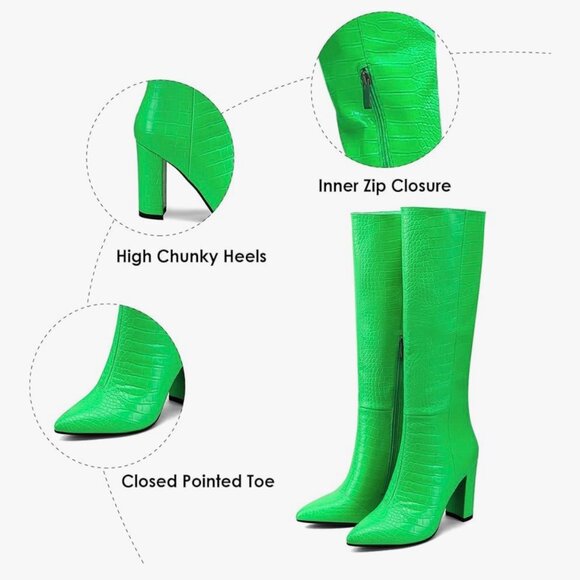 Modatope Green Knee High Boots - Picture 4 of 6